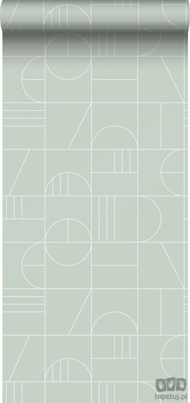 Tapeta wzór geometryczny kwadraty miętowa flizelina