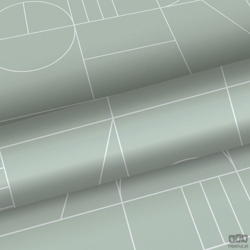 Tapeta wzór geometryczny kwadraty miętowa flizelina