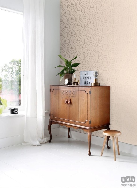 Tapeta na flizelinie łuki art deco pudrowy róż