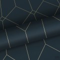 Granatowa tapeta złoty wzór geometryczny flizelina
