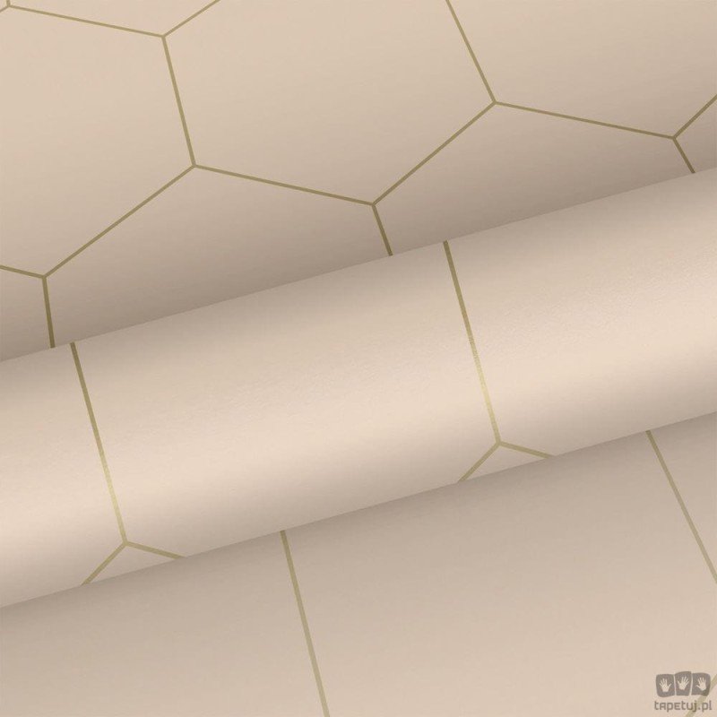 Różowa tapeta na flizelinie geometryczna art deco