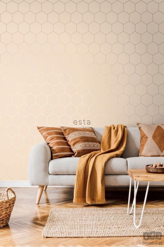 Różowa tapeta na flizelinie geometryczna art deco