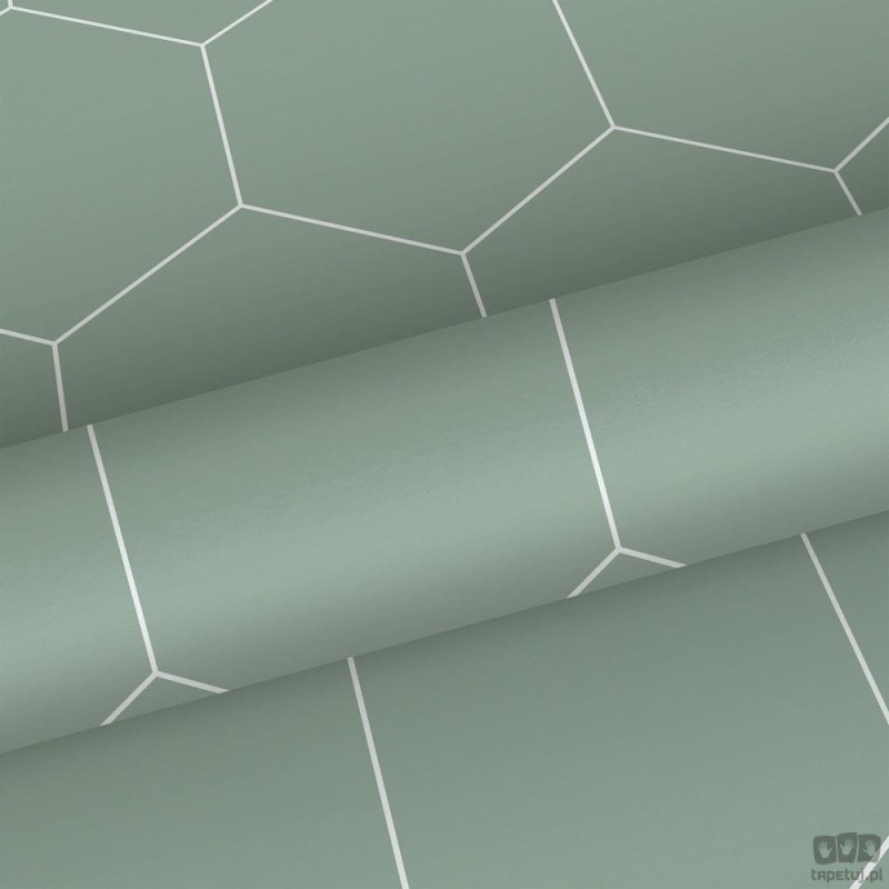 Miętowa zielona tapeta geometryczna art deco flizelina
