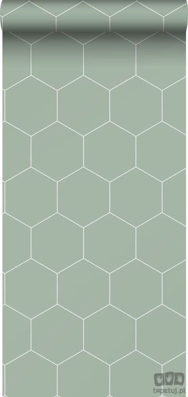 Miętowa zielona tapeta geometryczna art deco flizelina