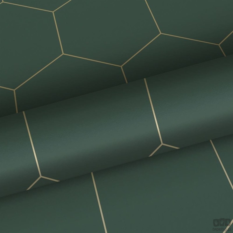 Zielona tapeta na flizelinie geometryczna art deco
