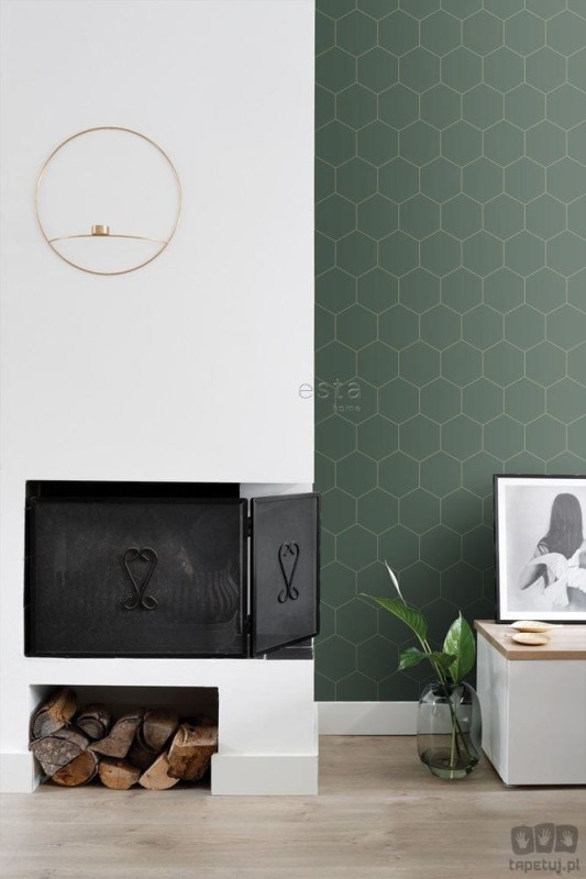 Zielona tapeta na flizelinie geometryczna art deco
