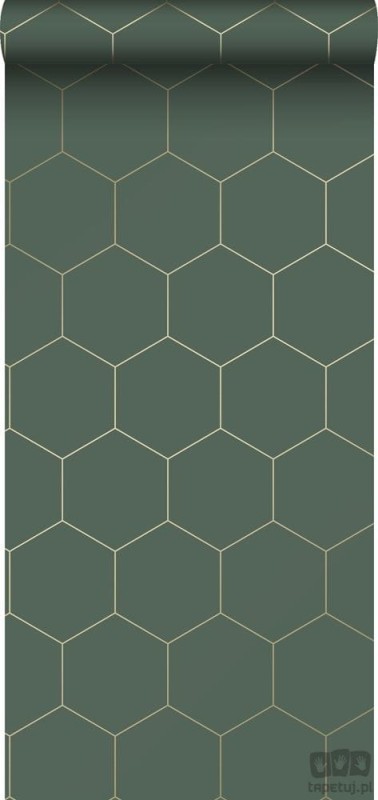 Zielona tapeta na flizelinie geometryczna art deco