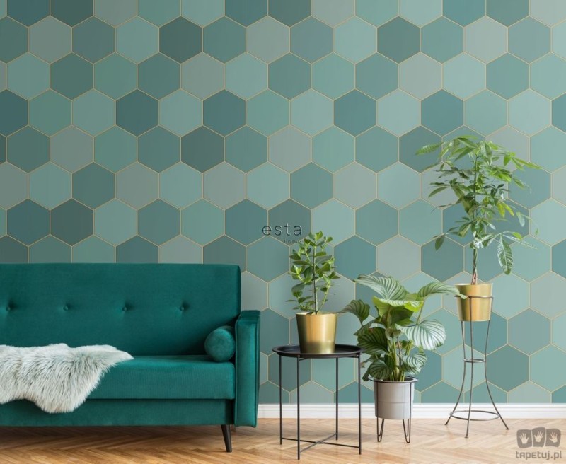 Fototapeta wzór geometryczny odcienie zielonego flizelina