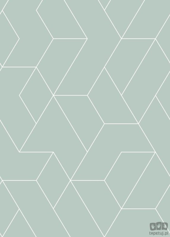 Miętowa fototapeta biały wzór geometryczny flizelina