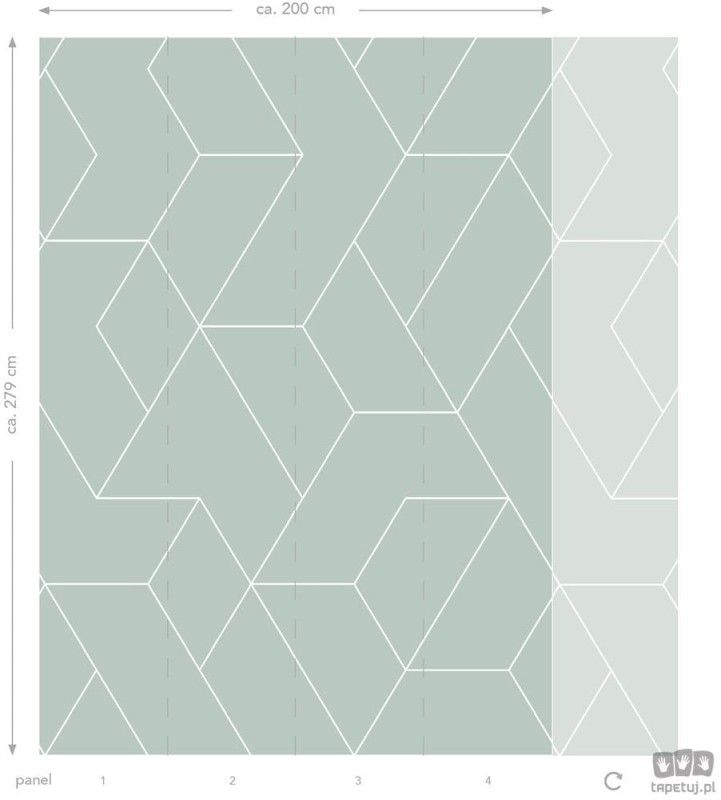 Miętowa fototapeta biały wzór geometryczny flizelina