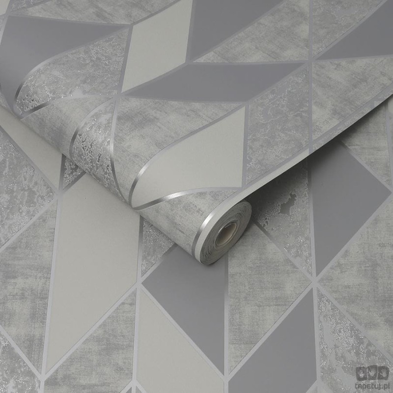 Tapeta w odcieniach szarości z geometrycznym motywem