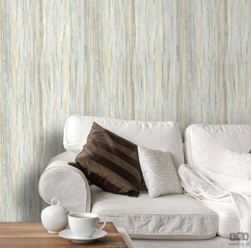 Nowoczesna tapeta ICH Wallpaper Deco Stripes fale zielono-żółta