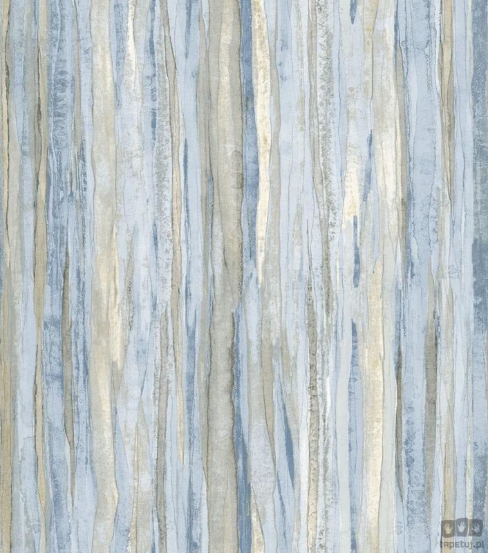 Nowoczesna tapeta ICH Wallpaper Deco Stripes fale niebiesko-beżowa