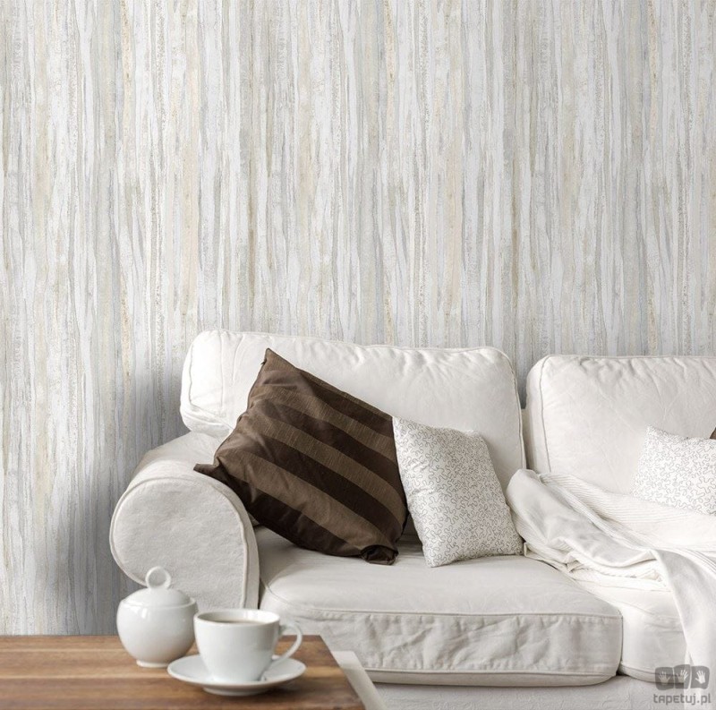 Nowoczesna tapeta ICH Wallpaper Deco Stripes fale beżowo-szaro-biała