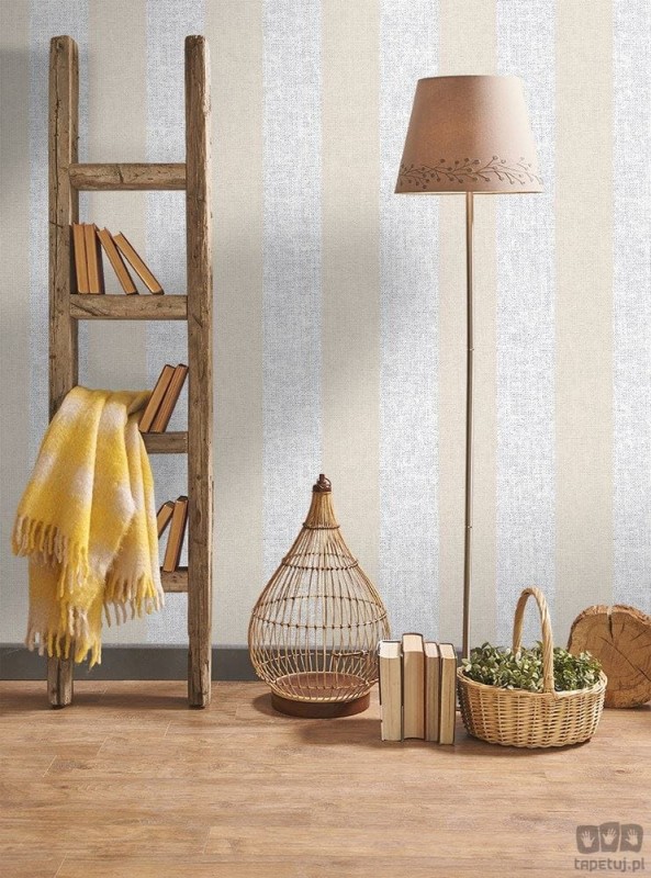Winylowa tapeta w pasy ICH Wallpaper Deco Stripes odcienie ecru