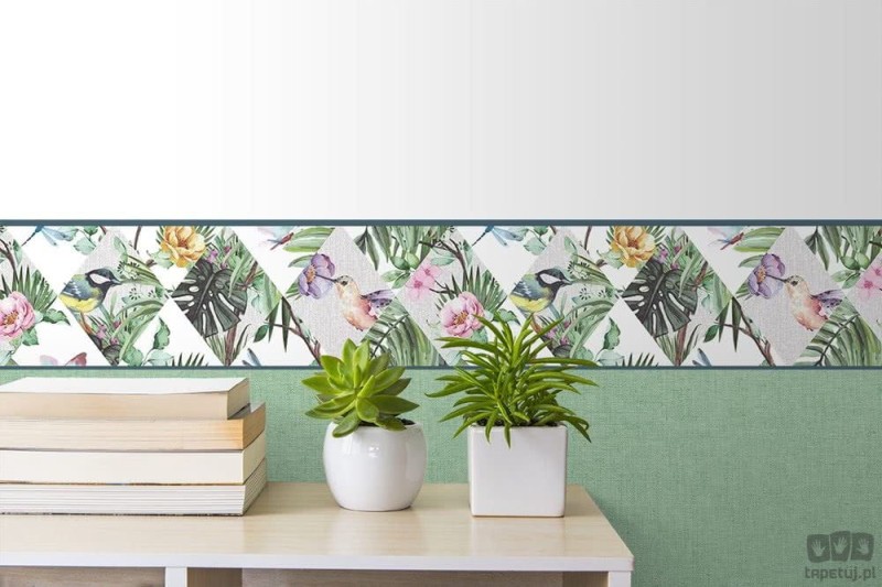 Border samoprzylepny ICH Wallpaper Caribbean z motywem ptaków i roślin