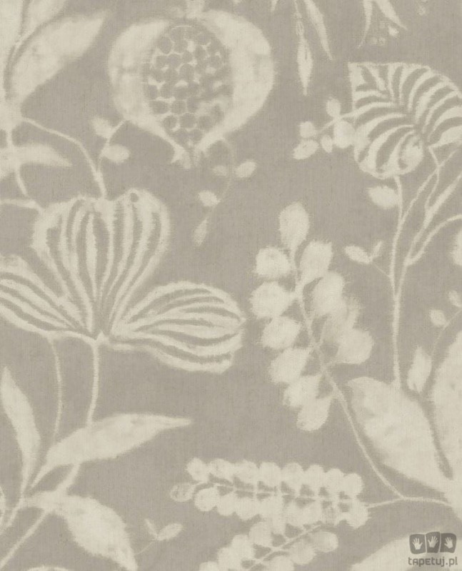 Szara tapeta z florystycznym motywem