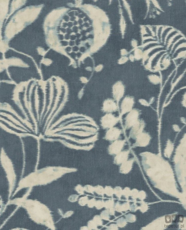 Niebieska tapeta z florystycznym motywem
