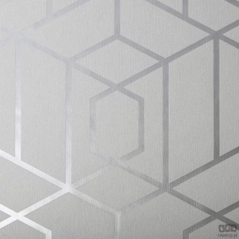 Szara tapeta w srebrny wzór geometryczny