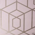 Różowa tapeta w złoty wzór geometryczny