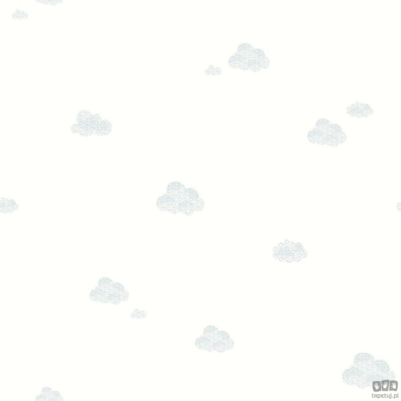 Tapeta dziecięca ICH Wallpaper Noa na flizelinie chmurki biało-szara