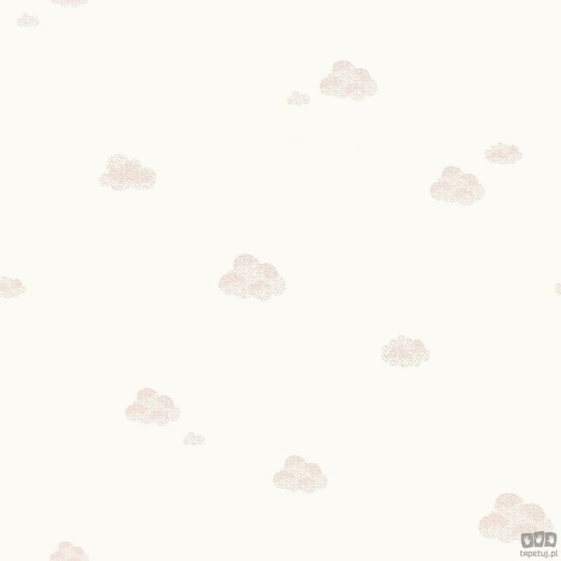 Tapeta dziecięca ICH Wallpaper Noa na flizelinie chmurki biało-różowa