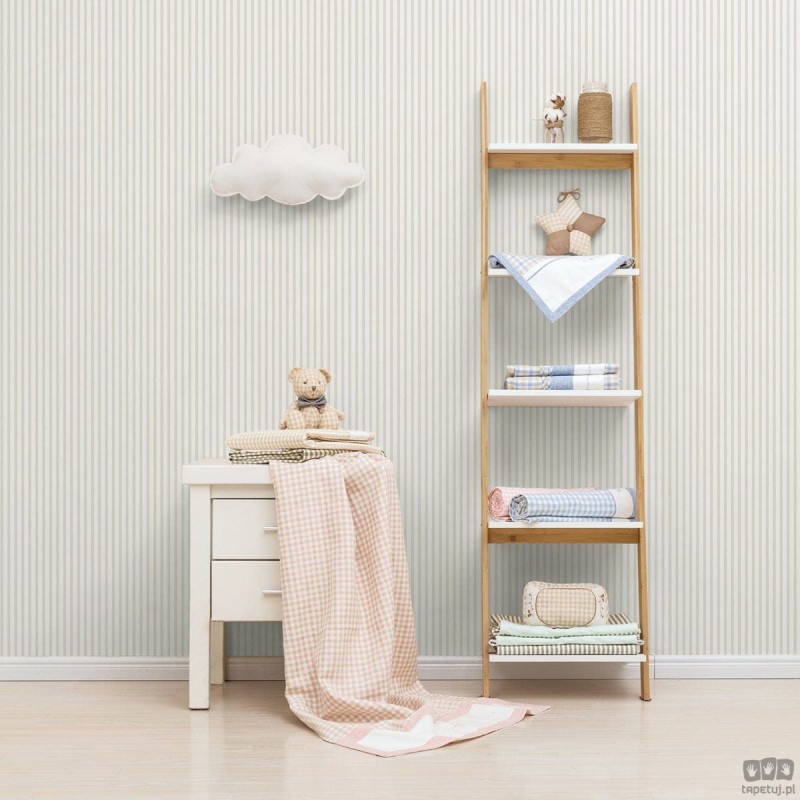 Tapeta ścienna ICH Wallpaper Noa na flizelinie paski pionowe biało-beżowa