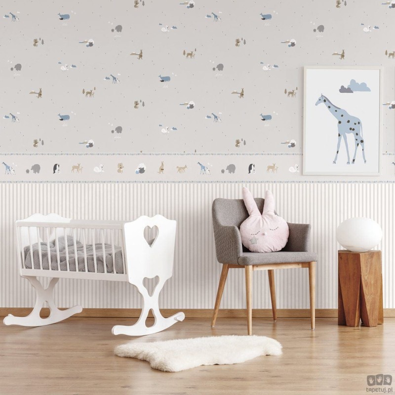 Tapeta ścienna ICH Wallpaper Noa na flizelinie paski pionowe biało-szara