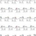 Papierowa tapeta dziecięca słonie ICH Wallpaper Oh La La szara
