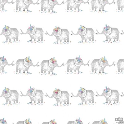 Papierowa tapeta dziecięca słonie ICH Wallpaper Oh La La szara