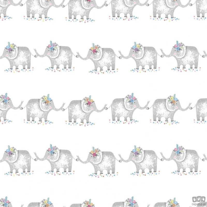 Papierowa tapeta dziecięca słonie ICH Wallpaper Oh La La szara