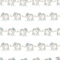 Papierowa tapeta dziecięca słonie ICH Wallpaper Oh La La szaro-niebieska