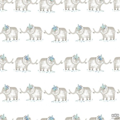 Papierowa tapeta dziecięca słonie ICH Wallpaper Oh La La szaro-niebieska