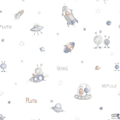 Tapeta dziecięca kosmos ICH Wallpaper Oh La La szarość beż fiolet