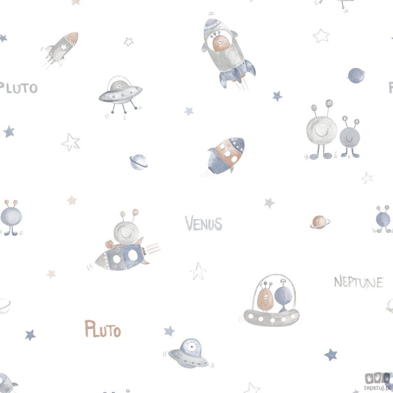 Tapeta dziecięca kosmos ICH Wallpaper Oh La La szarość beż fiolet