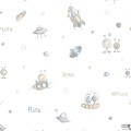 Tapeta dziecięca kosmos ICH Wallpaper Oh La La szarość bez niebieski