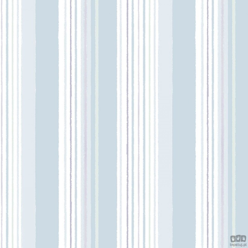 Tapeta dziecięca paski ICH Wallpaper Oh La La biało-niebiesko-fioletowa