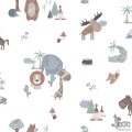 Tapeta dziecięca na flizelinie ICH Wallpaper Sambori dzikie zwierzęta biel brąz szarość