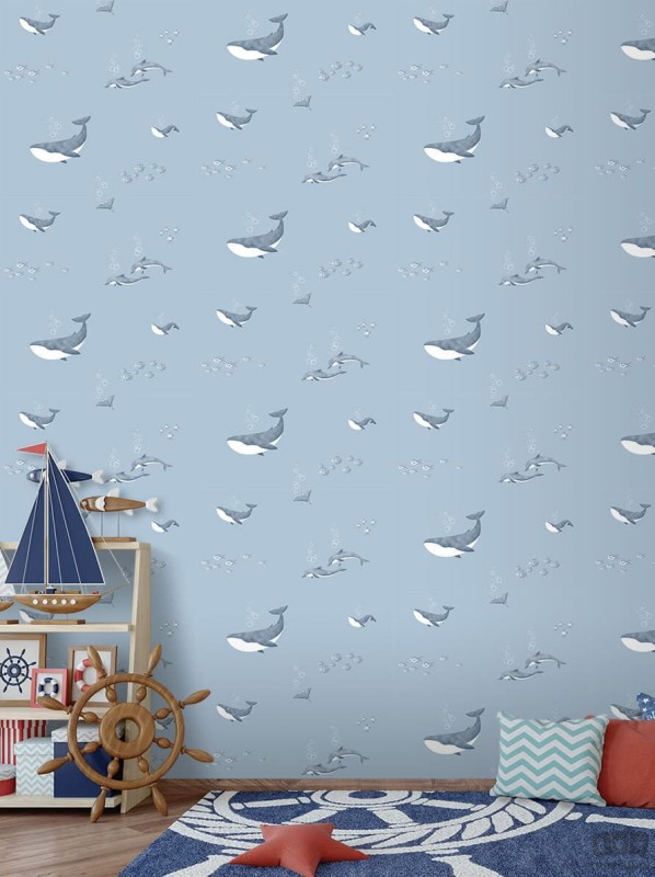 Tapeta dziecięca na flizelinie ICH Wallpaper Sambori motyw morski niebieska