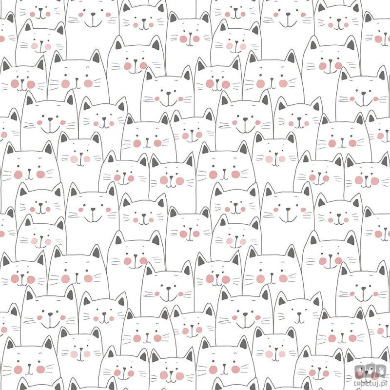 Tapeta dziecięca na flizelinie ICH Wallpaper Sambori motyw kotów biała