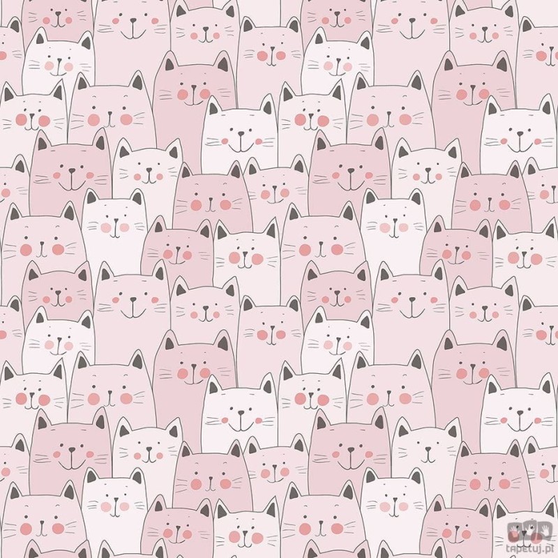 Tapeta dziecięca na flizelinie ICH Wallpaper Sambori motyw kotów różowa