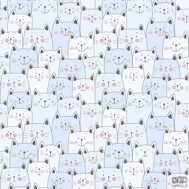 Tapeta dziecięca na flizelinie ICH Wallpaper Sambori motyw kotów niebieska