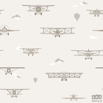 Tapeta dziecięca na flizelinie ICH Wallpaper Sambori samoloty beżowa