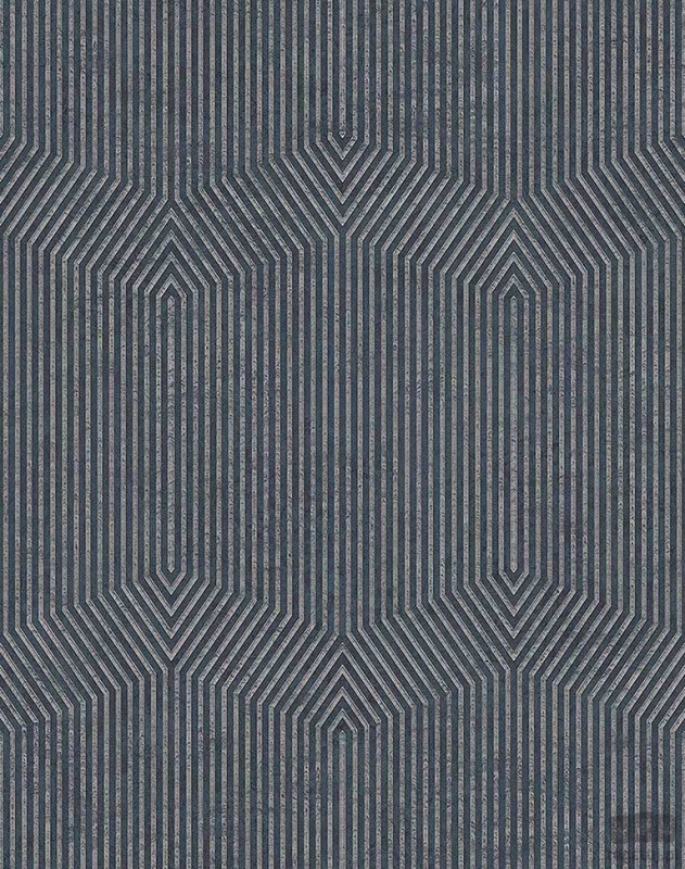 Tapeta na flizelinie ICH Wallpaper Modish z geometrycznym motywem w odcieniach granatu