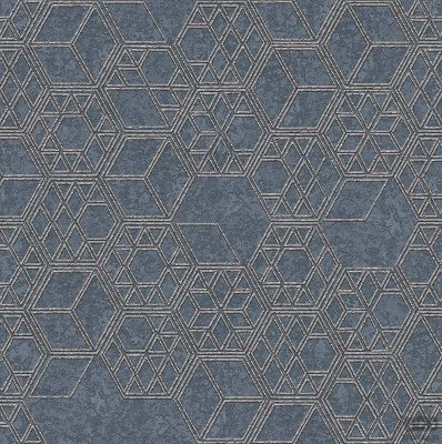 Tapeta na flizelinie ICH Wallpaper Modish z geometrycznym motywem w odcieniach szarości i granatu