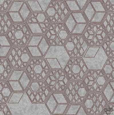 Tapeta na flizelinie ICH Wallpaper Modish z geometrycznym motywem w odcieniach bieli srebra i różu