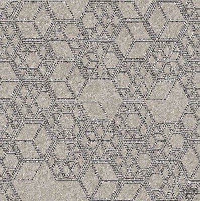 Tapeta na flizelinie ICH Wallpaper Modish z geometrycznym motywem w odcieniach szarości i srebra