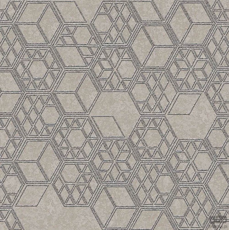 Tapeta na flizelinie ICH Wallpaper Modish z geometrycznym motywem w odcieniach szarości i srebra