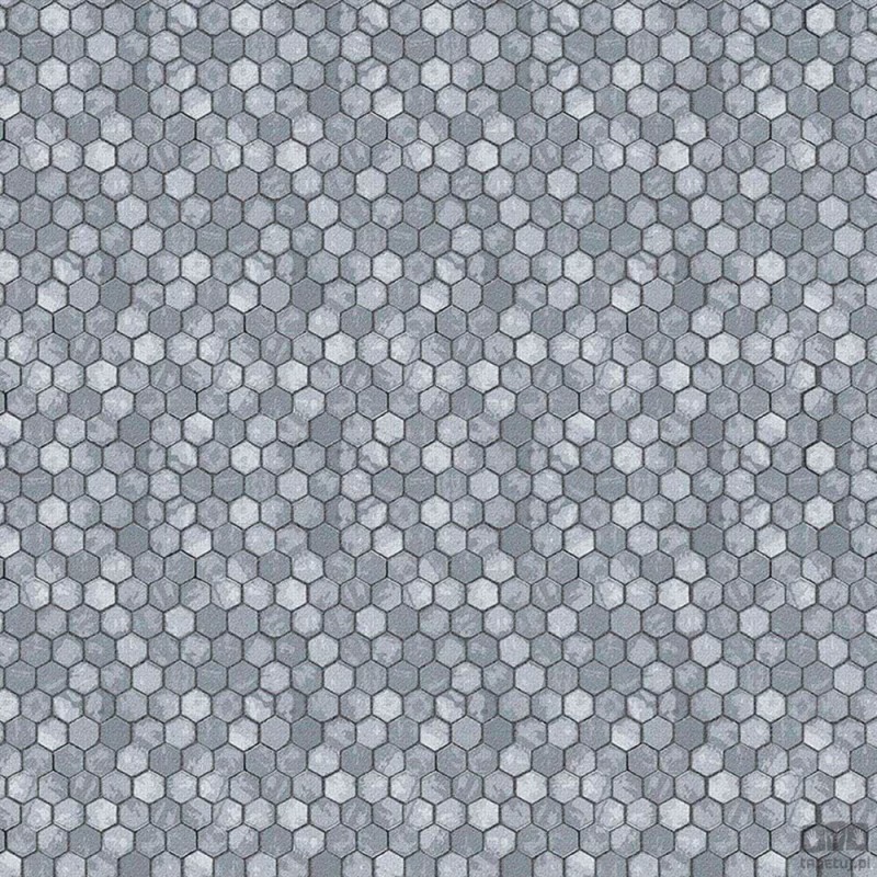 Szaro-niebieska tapeta na flizelinie ICH Wallpaper Modish z motywem plastra miodu