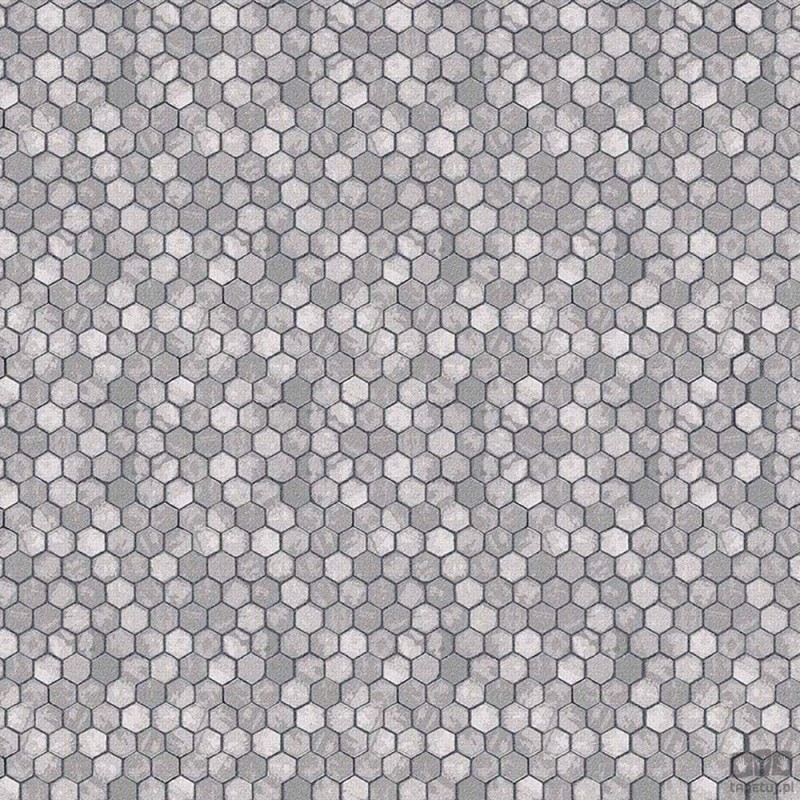 Szaro-srebrna tapeta na flizelinie ICH Wallpaper Modish z motywem plastra miodu
